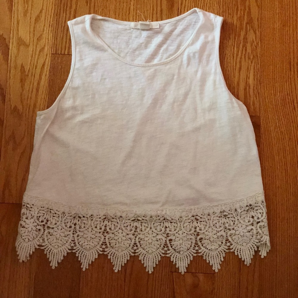 Lace trim knit top